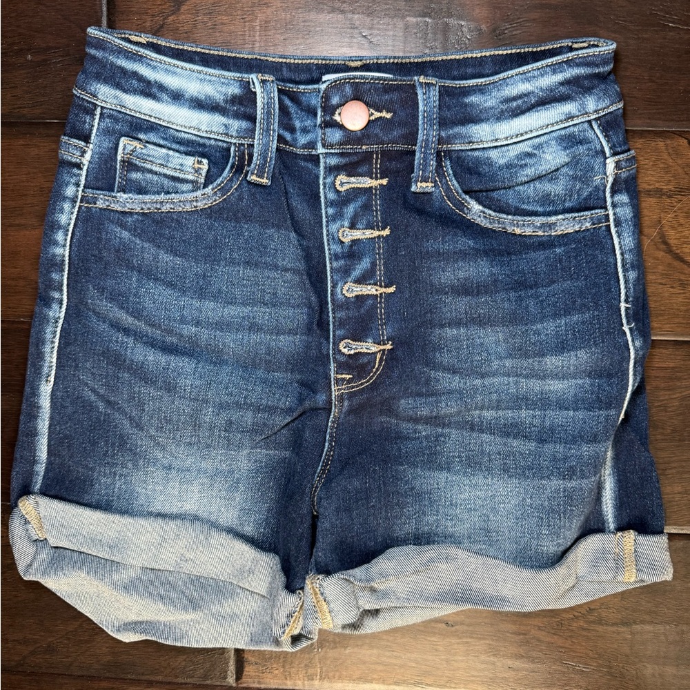 Pink Lily Blue Jean Shorts Distressed Hem